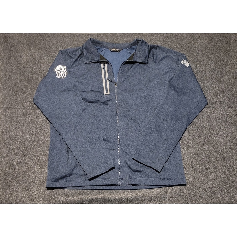 The North Face Canyon Flats Men's Large Blue Full Zip Fleece Jacket Custom Logo